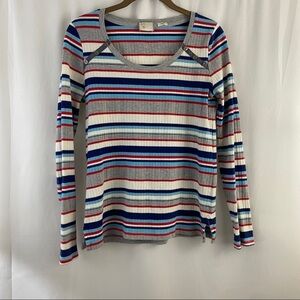 Anthropologie Postage Stamp Stripe Long Sleeve Top
